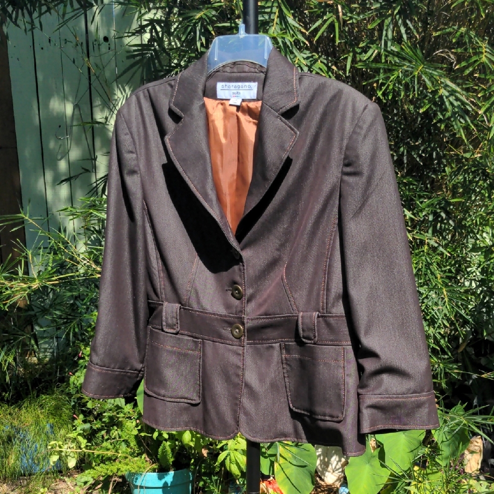 Dark Brown Blazer with Satin Lining,  By Sharagano Size 14